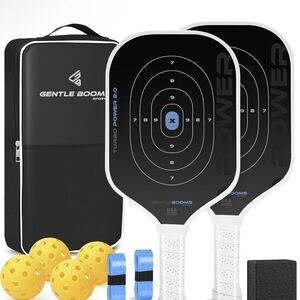 Pickleball Set with Black and White Paddles